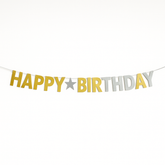 Giant Metallic Gold and Silver "Happy Birthday" Banner